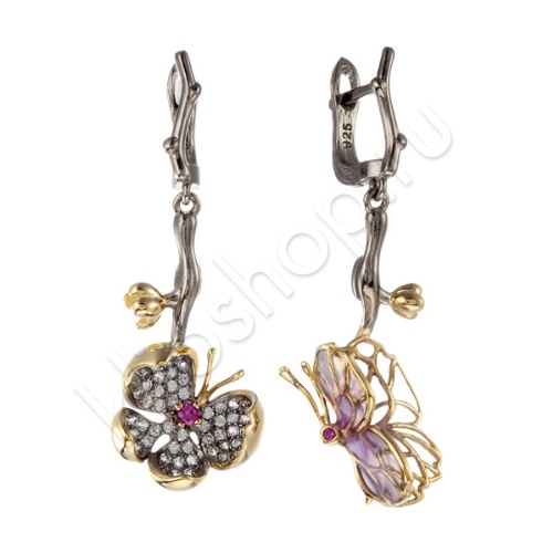Серьги 37С131125 из серебра купить. 